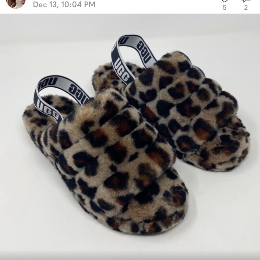 UGG® Fluff Yeah Leopard Print Fur Slides